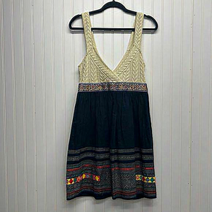 Free People Cream and Black Patterned Dress